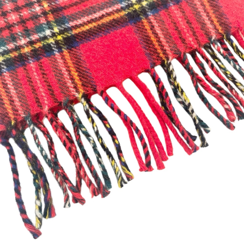 Vintage Red Tartan Plaid 100% Lambswool Scarf Made in Scotland - Picture 9 of 14